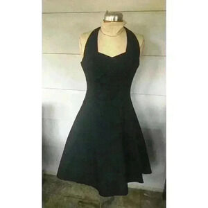 COPY - 1980's D.B.A. L.A. halter LBD little black dress fit flare tulle juniors…